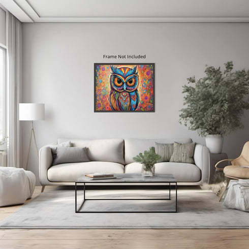 Posterizer 1 pcs- psychedelic funky hippie colorful owl print 4-Fantasy & Fiction Art-Retro Art- Living Room Bedroom Decor- unframed wall art...