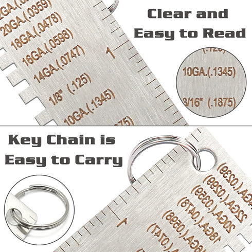 ZeeDix Portable Metal Sheet Thickness Gauge- Stainless Steel Plated Size Inspection Tool Metal Sheets Wire Welding Material Thickness Gauge...