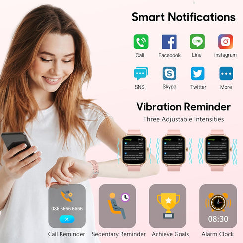 KALINCO Smart Watch for Women, 1.69" Fitness Tracker with Heart Rate, Blood Pressure, Blood Oxygen Tracking, Smartwatch with 100+ Sports Modes, St...
