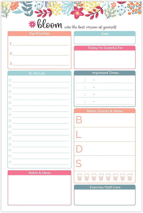 bloom daily planners Daily Planning System Tear Off to-Do Pad - Undated Checklist Notepad Organizer with Perforated Sheets - 6" x 9" (Floral Dots)...
