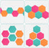 Navaris Hexagon Felt Board Tiles - Set of 6 Notice Memo Bulletin Boards with Push Pins Pack 5.9 x 7 inches (15 x 17.7 cm) - Turquoise, Orange, Pin...