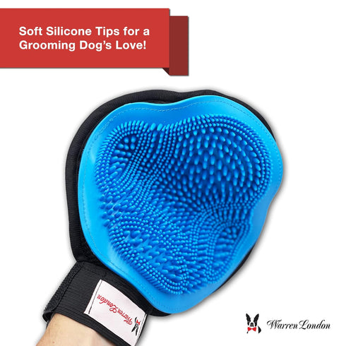 Warren London 2in1 Pet Grooming Glove for Dogs & Cats | Reversible Design Pet Brush with Smooth Side to Remove Fur from Clothes & Furniture | Soft...