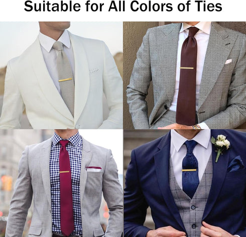 Tie Clip for Men Set, Gold Tie Bar and Tie Pin Clip for Regular Ties, Unique Mens Tie Clip Tie Clasp Suitable for Wedding Anniversary Business Pro...