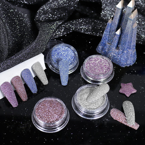 Allstarry Diamond Nail Glitter 4 Colors Sparkling Korea Reflective Glitter Diamond Dust Shiny Powder Pigment Craft Sequins Nail Supplies for Nail ...