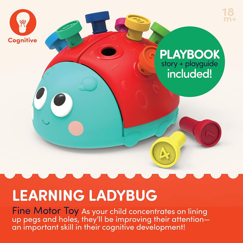 Battat Education – Fine Motor Peg Toy for Toddlers, Kids – Montessori Toy with Pegs – Educational & Developmental Toy – Learning Ladybug – 18 Mont...