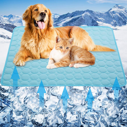Pet Dog Cooling Bed Mats,Self Cooling Pet Dog Cool Mat Pads for Dogs Cats Indoor and Outdoor (Blue, Large)...