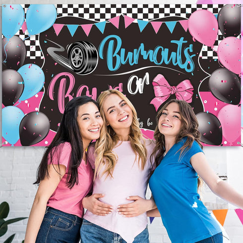 Burnouts or Bows Gender Reveal Decoration Bows or Burnouts Backdrop Gender Reveal Party Supplies Boy or Girl Blue or Pink Baby Shower Banner Photo...