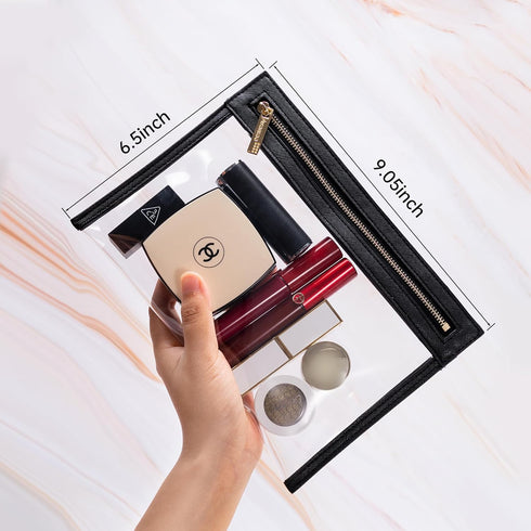 Clear Makeup Bag with Zipper, Multi-Purpose Cosmetic Bag Organizer, TSA Approved Toiletry Bag for Travel, Portable Water Resistant Make up Bag Clu...
