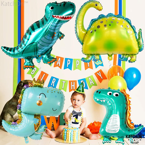KatchOn Huge Dinosaur Balloons - 38 Inch, Pack of 4 | Dino Balloons for Baby Dinosaur Party Decorations...