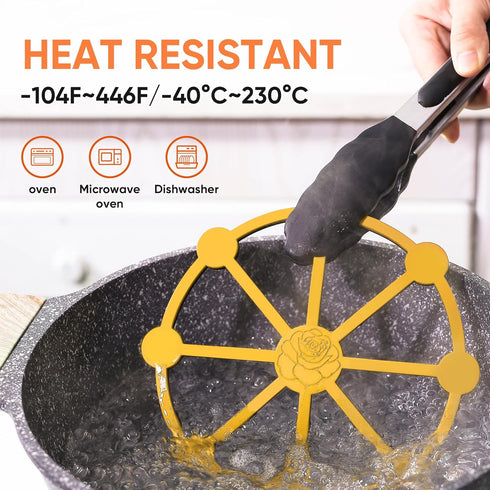 2PCS Magnetic Trivets for Hot Pots and Pans, Non-Slip Silicone Mats, Heat Resistant Magnetic Pads for Hot Dishes/Pots/Pans, Black & Red Double Sid...