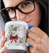 3dRose Elegant Christmas Holly and Berries Pattern Bow and Winter Greenery Two Tone Mug, 11 oz, Blue...