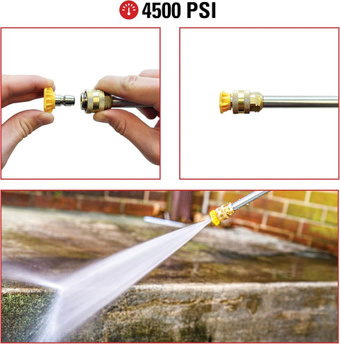 Simpson Cleaning 80146 4500 PSI Universal Pressure Washer Nozzles, 1/4-Inch Quick Connect, Hot- and Cold-Water Compatible, Set of 5...
