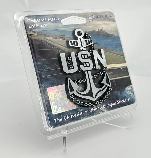 Elektroplate Officially Licensed USN Navy Anchor OEM Chrome Emblem for Cars, Trucks, and All Auto | Universal Fit at 3.25" x 2.1" | Weatherproof...
