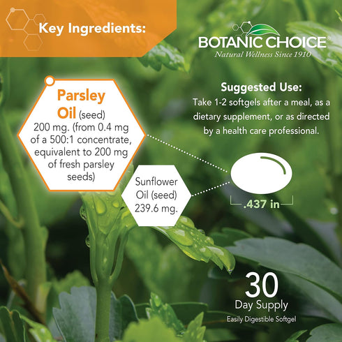 Botanic Choice Parsley Seed Oil-for Bad Breath from Odor-Causing Foods-Odor Neutralizer from Within-Breath Freshener gels-60 Softgels...