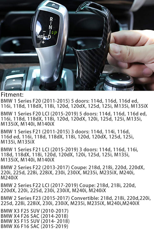 Moonlinks Compatible with BMW F30 Carbon Fiber Pattern Gear Shift Knob Cover Trim,ABS Gear Shift Cover Compatible with BMW 1-7 Series X3 X4 X5 X6(...