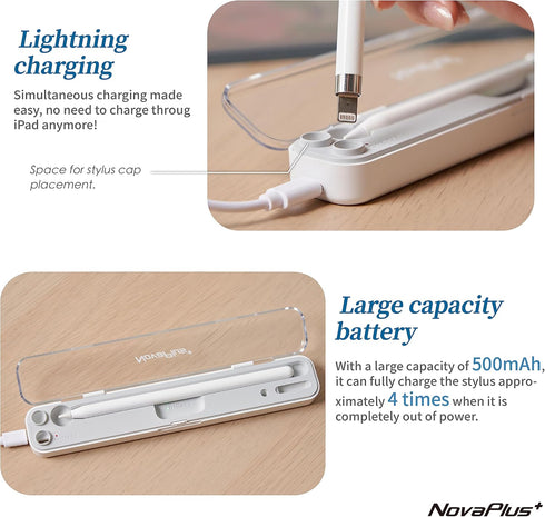 NovaPlus 2 in 1 Apple Pencil Charging Case for Apple Pencil 2nd & 1st Generation, Magnetic Wireless Apple Pencil Charger for Pencil 2nd Gen, Porta...