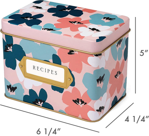 Jot & Mark Decorative Recipe Tin Box for Recipe Cards, Greeting Card Holder | Holds Hundreds of 4? x 6? Cards (Delphina)...