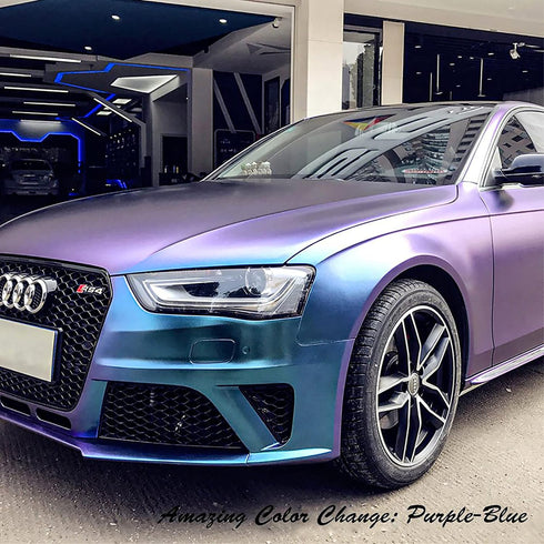 VINYL FROG Chameleon Vinyl Wrap Matte Metallic Vehicle Film Purple to Blue Stretchable Air Release DIY Decals 12"x60"...