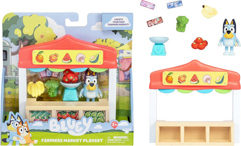 Bluey Mini Playsets Farmers Market Playset | includes Articulated Figure with Shopping Bag and Accessories | with Dollarbucks...