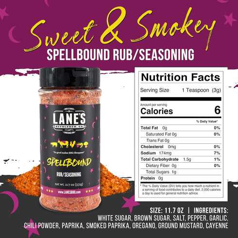 Lane's Spellbound Pork Rub Seasoning - Premium Sweet and Smoky Pork Butt Rub, Rib Rub & Chicken Rub | Deep, Rich, Smoky Flavor | All Natural | Glu...