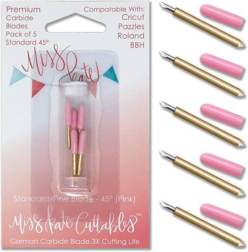 Carbide Blades for Cricut Explore Air 2 Vinyl Cutting Machines - Standard Cut 45 Degree - 5 Pack - Premium German Carbide - by Miss Kate Cuttables...