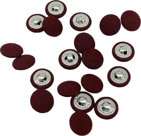 Wine Red Fabric Cloth Covered with Metal Shank Round Buttons for Suits Gowns Blouses Shirts DIY Sewing 15mm(0.6 Inch) 20Pc...