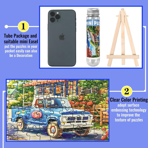Small Jigsaw Puzzles for Adults 150 Pieces Vintage American street view Mini Jigsaw Puzzles Challenging Mini Puzzles Tiny Jigsaw Puzzles 6 x 4 Inc...