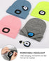 LED Beanie with Light,Unisex USB Rechargeable Hands Free 4 LED Headlamp Cap Winter Knitted Night Lighted Hat Flashlight Women Men Gifts for Dad Hi...