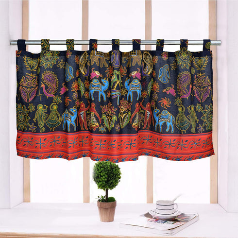 ABREEZE Retro Cotton Linen Kitchen Curtains Valances Bohemian Style Curtains Tiers for Small Windows 55-Inch by 20-Inch...