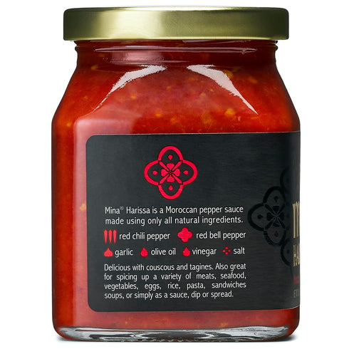 Mina Harissa Hot Sauce, Gourmet Moroccan Heat, Homestyle Spicy Red Chili Harissa Paste with Tangy Twist, 10 oz (Pack of 2) Harissa Sauce, Excite Y...
