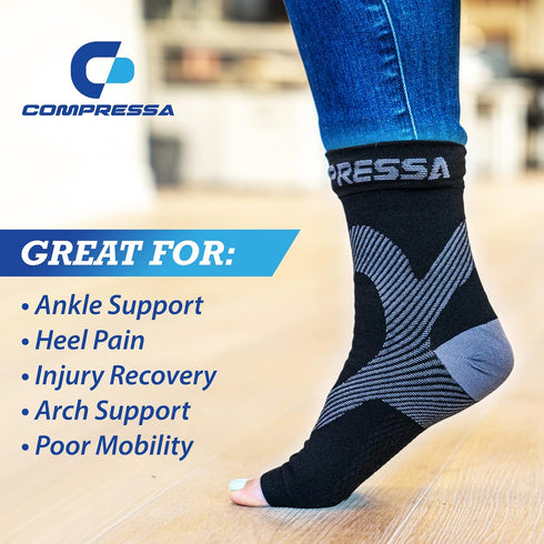 Compressa Compression Socks for Women & Men - Ankle Compression Sleeve with Premium Non-Slip Support Joint Pain, Muscle Recovery, Arthritis Relief...