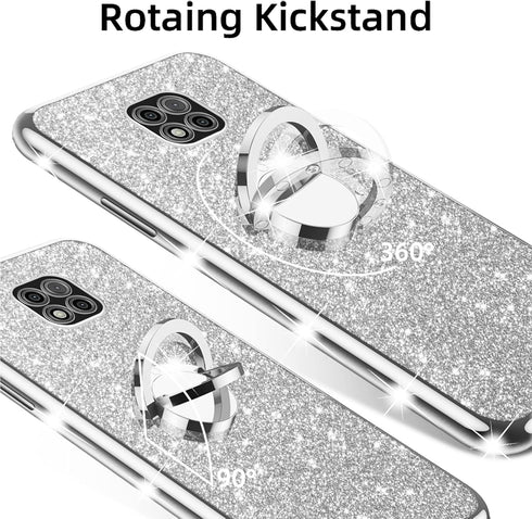 Case for Moto G Power 2021, for Motorola G Power 2021 Phone Case with Ring Kickstand Lanyard Shockproof Protection Cute Soft Glitter Cover Case fo...