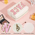 Chenille Letter Patch Makeup Bag, Preppy Cosmetic Bag PU Leather Skincare Bag with Zipper, Toiletry Bag Waterproof Travel Organizer Bag for Women ...