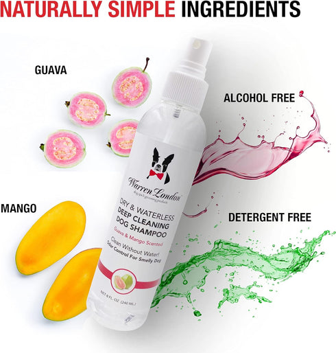 Warren London Dry & Waterless Shampoo for Dogs & Pets- No Rinse Dog Shampoo- Dog Dry Shampoo for Smelly Dogs- Waterless Shampoo Spray for Dogs- Wa...