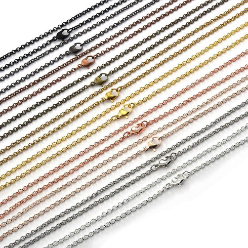 LANBEIDE 40 Packs 10 Colors Brass Necklace Chains 21 Inch Link Cable Chain Necklace with Lobster Clasps Bulk for Jewelry Making...