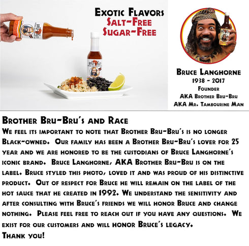 Brother Bru-Bru’s Hot Sauce – No Sodium, Salt Free, Sugar Free, Gluten Free, Vegan – African Hot Pepper Habanero Sauce, Seasoning & Spice – 5 oz (...