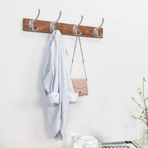 IBosins 12 Pack Silver Coat Hooks Wall Mounted with 24 Screws Retro Double Hooks Utility Silver Hooks for Coat, Scarf, Bag, Towel, Key, Cap, Cup, ...