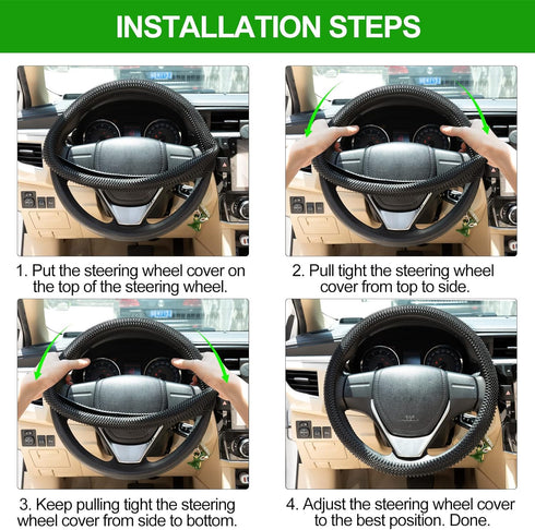 Steering Wheel Cover Black - Massage Grip Silicone Steering Wheel Covers Anti-Slip Universal Car Steering Wheel Cover for Men Women Driving Fatigu...