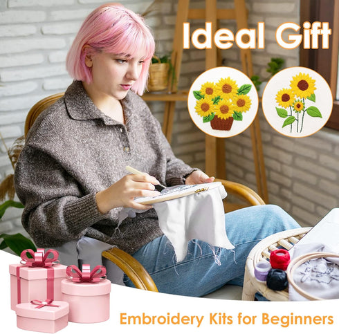 5 Set Embroidery Stitches Practice Kit,Embroidery Kit for Beginners with Embroidery Patterns,Beginner Embroidery Kit......