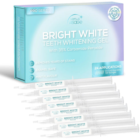 Venus Visage Teeth Whitening Gel Refill Kit Syringes (8 Pack) - 35% Carbamide Peroxide - No Sensitivity Teeth Whitening Gel for Trays - Teeth Whit...