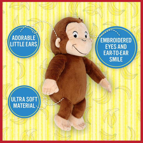 KIDS PREFERRED Curious George Monkey Stuffed Animal Plush Toys Soft Cutest Cuddle Plushie Gifts for Baby and Toddler Boys and Girls - 12 Inches...