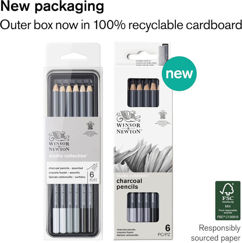 Winsor & Newton Studio Collection, 6 Count, Charcoal Pencils...