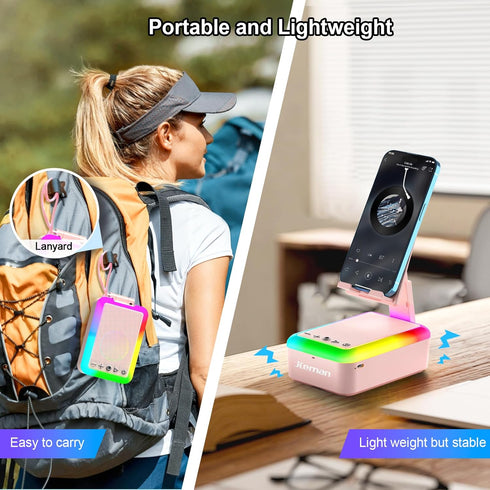 JTEMAN Gifts for Women Cell Phone Stand with Bluetooth Speaker and Light, Portable Lanyard, Cool Tech Gifts for Wife Mom Women Men, Unique Birthda...