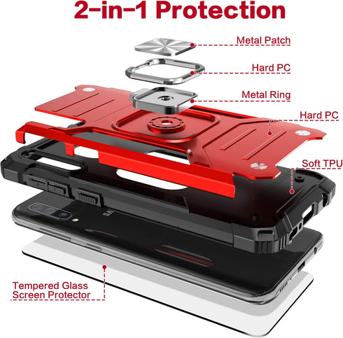 for Galaxy A50 Case with Screen Protector,Shockproof Drop Test Case with Car Mount Kickstand Lightweight Protective Cover for Galaxy A50/A30S/A50S...