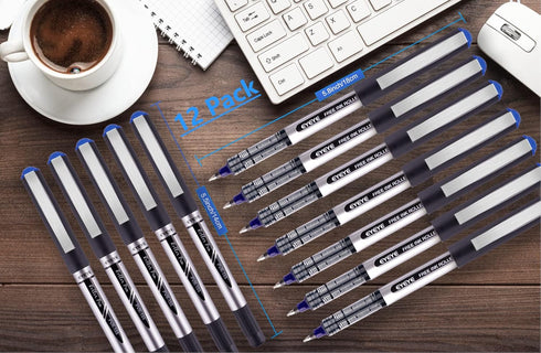 Blue Fine Tip Pen, Bullet Tip Liquid Ink Rollerball Pens, 0.7mm Fine point Pens?Free Ink Roller Fine Tip Pens, Blue Ink Liquid Rollering Pens, 12 ...