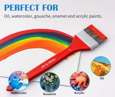 Falling in Art Flat Paddle Paint Brush with Long Handle, Large Scale Brush for Oil and Acrylic Paints, 2 Inch...