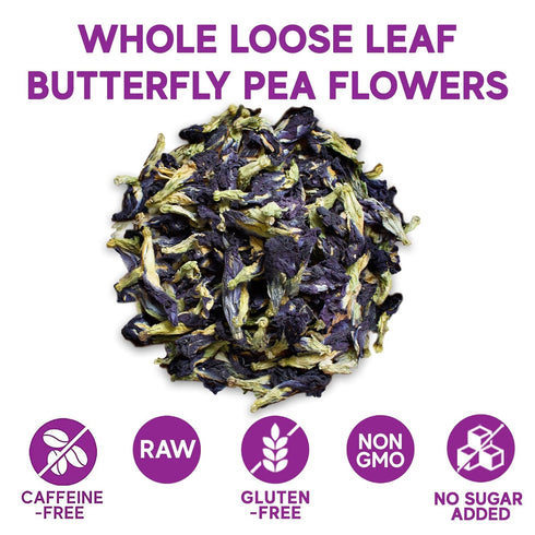 Sou Zen Butterfly Pea Flowers (80 g) Dried Tea Leaves | Natural, Raw Drink Mix w/Antioxidants, Organic Nootropics | Thai Herbal Floral Tea...