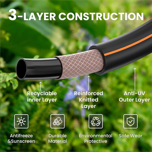 Giraffe Tools Garden Leader Hose 5/8 inch x 2.5ft, Short Water Hose Heavy Duty, Flexible, Lightweight Hybrid Hose with Bend Protection, Male to Fe...