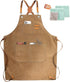 Chef Apron, Cotton Canvas Cross Back Apron with Pockets for Women and Men,Adjustable Strap and Large Pockets Apron,Kitchen Cooking Baking Bib Apro...