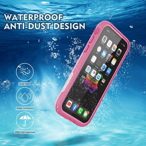 for iPhone 11 Waterproof Case 6.1 Screen Protector Underwater Shockproof Full-Body Dustproof Rugged Case for Aplle iPhone 11 (Pink)...